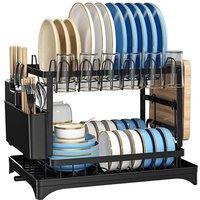 Havendro Luxury 2 Tier Dish Drainer Rack Drying Tray UK in Black
