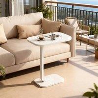 Havendro C Shaped White Side Table Compact Sofa Laptop Table Bedroom
