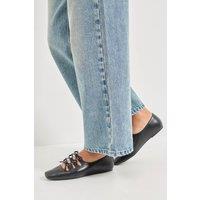Oasis Women's Darielle Faux Leather Multi Bow Ballet Pumps in Black | Size: 3