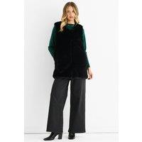 Gini London Women's Black No Cut Faux Gilet Fur Sleeveless Jacket | Size: Medium/Large