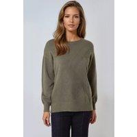 Aftershock London Women's Geometric Knitted Jumper in Khaki