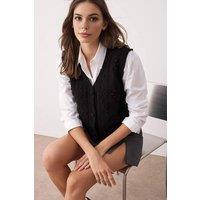 WOVCOR Women's Textured Button-Up Knit Sweater Vest in Black | Size: Small