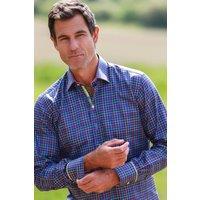 CLAUDIO LUGLI Men's Check Country Print Shirt in Navy | Size: XL
