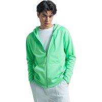 SweetLook Men's Plain Full Zip Up Polyester Hoodies for Men Uk in Bright Green | Size: Large