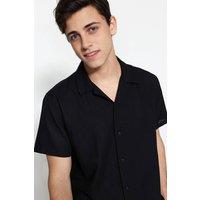 WOVCOR Men's Relaxed Fit Short Sleeve Button Shirt in Black | Size: Medium