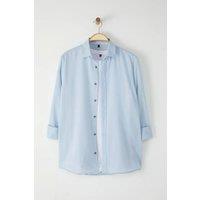 WOVCOR Men's Linen-Look Long Sleeve Shirt with Roll-Up Sleeves in Light Blue | Size: XL