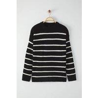 WOVCOR Men's Crew Neck Striped Knitted Sweater in Black | Size: Medium