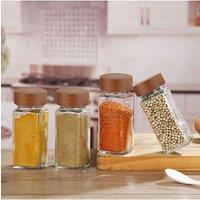 Living and Home 12/24Pcs Glass Spice Jars with Bamboo Lids in Brown | Size: 12 Pack
