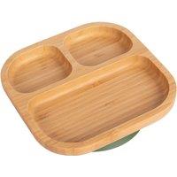 Tiny Dining Bamboo Suction Plate - Segmented - Divided Non-Slip Baby Weaning Plate in Green