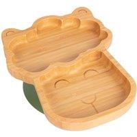 Tiny Dining Bamboo Suction Plate - Llama - Divided Non-Slip Baby Weaning Plate in Light Green