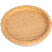Tiny Dining Round Bamboo Baby Suction Plate in White