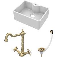 Balterley Single Bowl Butler Sink with Overflow, Tap Hole, Waste & Classic Tap in White