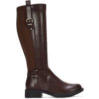 XY London Women's 'Seraphine' Knee High Riding Boots Stretch Low Heel in Brown | Size: 8