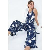 Roman Women's Abstract Print Pocket Jumpsuit in Navy | Size: 20