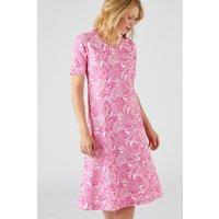 Damart Women's Soft & Light Floral Fit & Flare Midi Dress in Pink | Size: 24