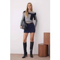 WOVCOR Women's Belted Mini Skirt with Pocket Detail in Navy | Size: 12