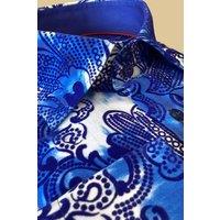 CLAUDIO LUGLI Men's Floral Flocking Shirt with Tie-Dye Silhouette - Textured Finish in Blue | Size: 2XL