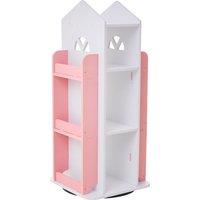 Living and Home 4-Tier Castle Rotating Bookshelf Storage Rack Organiser in Pink