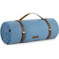 VonShef Large Herringbone Design Outdoor Picnic Blanket in Blue | Size: XL