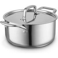 Sur La Table SLT900228 24cm Casserole with Lid, Riveted Steel Handles, Induction Compatible, Stainless Steel in Silver | Size: A