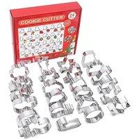 Xample 24PCS Stainless Steel Christmas Cookie Cutter Set Holiday Baking in Silver