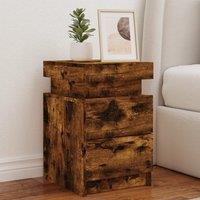 Berkfield Home Bedside Cabinets with LED Lights 2 pcs Smoked Oak 35x39x55 cm in Brown | Size: 35 x 39 x 55 cm