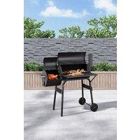 Garden Sanctuary Outdoor Barrel Charcoal BBQ Grill with Wheels in Black