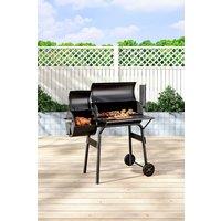 H&O Direct Outdoor Charcoal BBQ Grill with Portable Trolley Wheels in Black