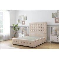 Sloomy Berlin Naples Divan Bed Base 2 Drawers Right Side With 26 Strutted Headboard & 12 Matching Footboard in Light Sand | Size: Small Double