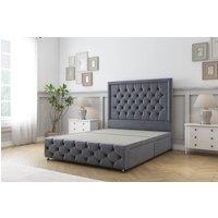 Sloomy Vienna Plush Divan Base 2 Drawers - 54 Headboard & 12 Footboard in Dark Grey | Size: King
