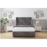 Sloomy Luthor Naples Divan Base No Drawers - 54 Wingback & 12 Footboard in Grey | Size: Small Double