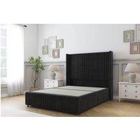 Sloomy Hargrave Plush Divan Base No Drawers-54 Wingback & 12 Footboard in Black | Size: King