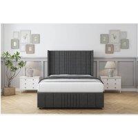 Sloomy Hargrave Dumfries Divan Base No Drawers-54 Wingback & 12 Footboard in Dark Grey | Size: Small Double