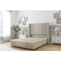 Sloomy Camden Plush Divan Base 2 Drawers - 54 Wing Headboard-Footboard in Cream | Size: Super King