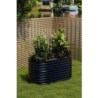 Living and Home Outdoor Oval-Shaped Galvanized Steel Raised Garden Bed in Black | Size: Small