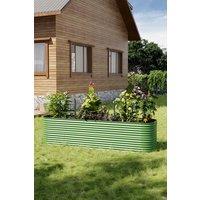 Living and Home Galvanized Steel Oval-Shaped Outdoor Raised Garden Bed in Light Green | Size: Small