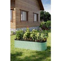 Living and Home Outdoor Galvanized Steel Planter Oval-Shaped Raised Garden Bed in Light Green | Size: Small