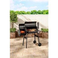 Living and Home Outdoor Barrel Charcoal BBQ with Portable Trolley Wheels in Black