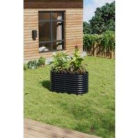 H&O Direct Oval-Shaped Outdoor Galvanized Raised Garden Bed in Black | Size: Medium