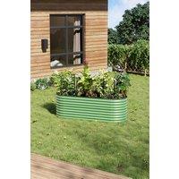 H&O Direct Galvanized Steel Planter Oval-Shaped Raised Garden Bed in Light Green | Size: Medium