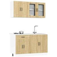 Berkfield Home 4 Piece Kitchen Cabinet Set Kalmar Sonoma Oak Engineered Wood in Brown