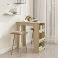 Berkfield Home Bar Table with Storage Rack Sonoma Oak 102x50x103.5cm Engineered Wood in Beige | Size: 102x50x103.5 cm