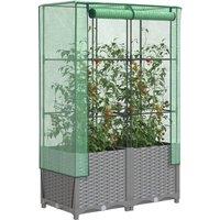 Berkfield Home Raised Bed with Greenhouse Cover Rattan Look 80x40x138 cm in Black | Size: 80 x 40 x 138 cm