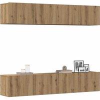 Berkfield Home Wall Mounted TV cabinets 4 pcs Artisan Oak Engineered Wood in Brown