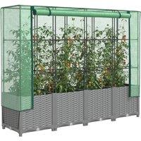 Berkfield Home Raised Bed with Greenhouse Cover Rattan Look 160x40x138 cm in Black | Size: 160 x 40 x 138 cm