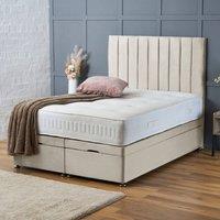 BSSPOKE Aria Ottoman Divan Bed Plush Velvet 54 Panel Headboard & No Mattress in Cream | Size: Small Double