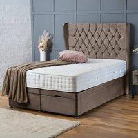 BSSPOKE Amelia Ottoman Divan Bed Plush Velvet 54 Headboard & No Mattress in Taupe | Size: Super King