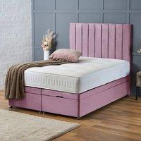 BSSPOKE Aria Ottoman Divan Bed Plush Velvet 54 Panel Headboard & Mattress in Pink | Size: Single