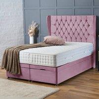 BSSPOKE Amelia Ottoman Divan Bed Plush Velvet 54 Headboard & No Mattress in Pink | Size: Double