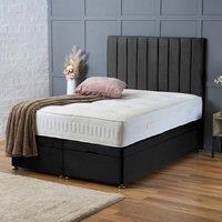 BSSPOKE Aria Ottoman Divan Bed Plush Velvet 54 Panel Headboard & No Mattress in Black | Size: Super King